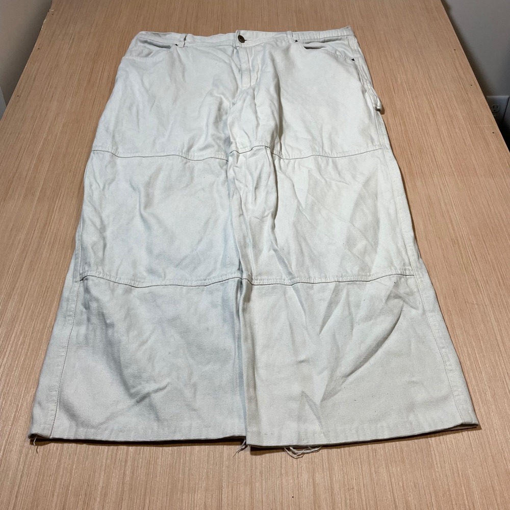No Boundaries Carpenter Pants Men White Wide Leg Utility Canvas 40x31